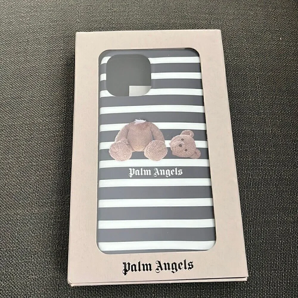 NWT - PALM ANGELS STRIPED BEAR PRINTED IPHONE 12 CASE